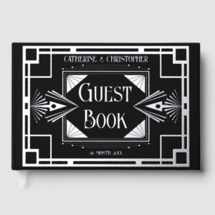 Art deco great gatsby roaring 20's real foil  foil guest book 