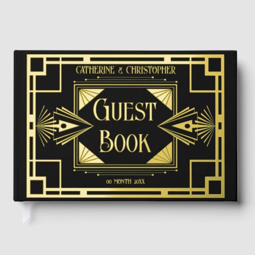 Art deco great gatsby roaring 20s real foil  foil guest book 