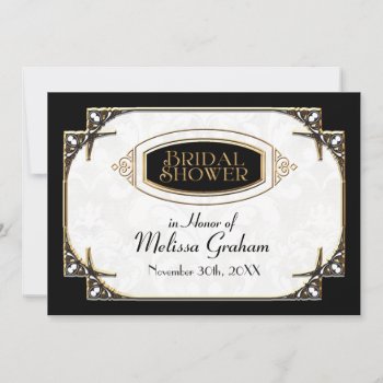 Art Deco Great Gatsby Style Typography N Lace Gold Invitation by ModernStylePaperie at Zazzle