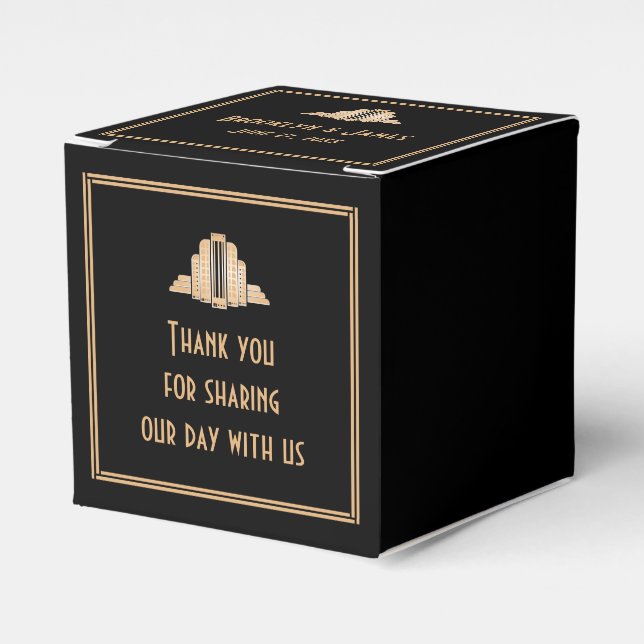 Art Deco Great Gatsby Thank You Wedding Favor Box (Front Side)