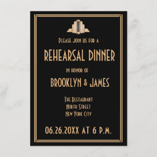 Art Deco Great Gatsby Wedding Rehearsal Invites
