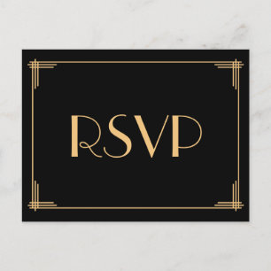 Art Deco Great Gatsby Wedding RSVP Postcards