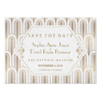 Art Deco Great Gatsby White Gold Save The Date Card