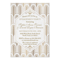Art Deco Great Gatsby White Gold SWEET 16 Card