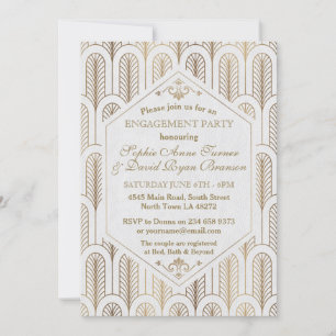 Art Deco Great Gatsby White Gold SWEET 16 Invitation
