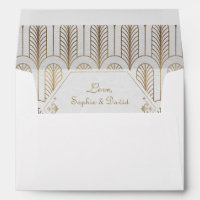 Art Deco Great Gatsby White Gold Wedding Envelope
