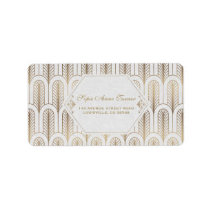 Art Deco Great Gatsby White Gold Wedding Label