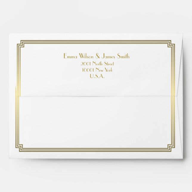 Art Deco Great Gatsby White Wedding Envelopes A7 (Back (Top Flap))