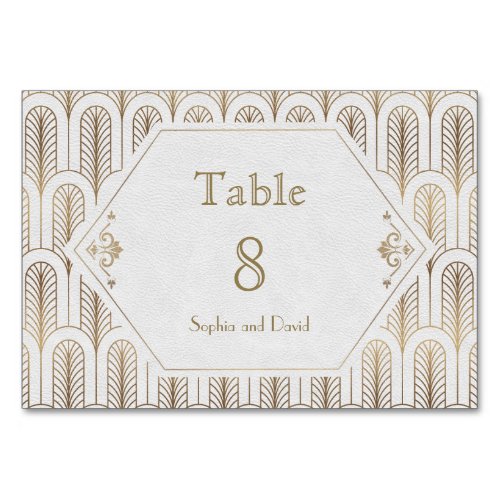 Art Deco Great Gatsby White Wedding Table Number