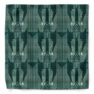 Art deco, Green,black, pattern,art nouveau,vintage Bandana
