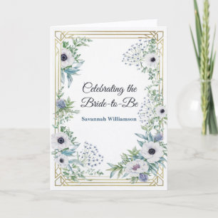 Art Deco Green Blue Botanical  Bridal Shower Card
