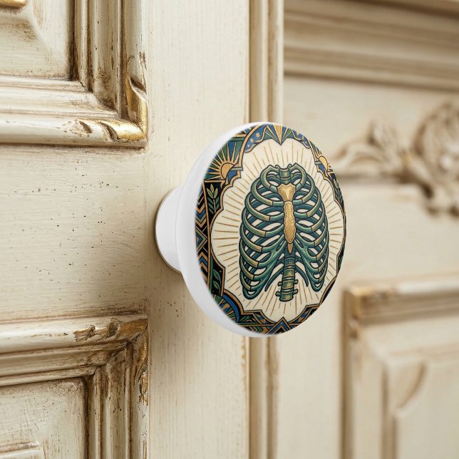 Art Deco Green Ribcage Skeleton Anatomical Ceramic Knob (Creator Uploaded)