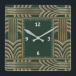 Art Deco green Square Wall Clock<br><div class="desc">Great clock design. You will love it like others. Be free to use this design for other product you like or to customize and add your text. Follow me for more. Thank you. Have a nice day.</div>