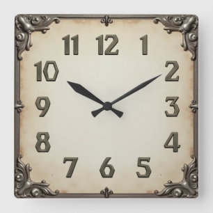 Art Deco Grey Square Wall Clock