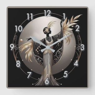 Art Deco Grey Square Wall Clock