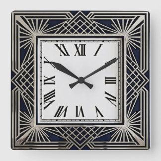 Art Deco Grey Square Wall Clock