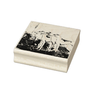 Art Deco Greyhounds Rubber Stamp