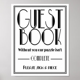 Art Deco "Guest Book Puzzle" Wedding party print