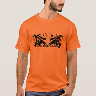 Art Deco Halloween Flying Bat Starry Night T-Shirt