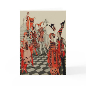 Art Deco Halloween Party Black Cat Owl Bat Card