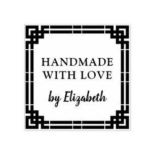 Art deco Handmade with Love Rubber Stamp