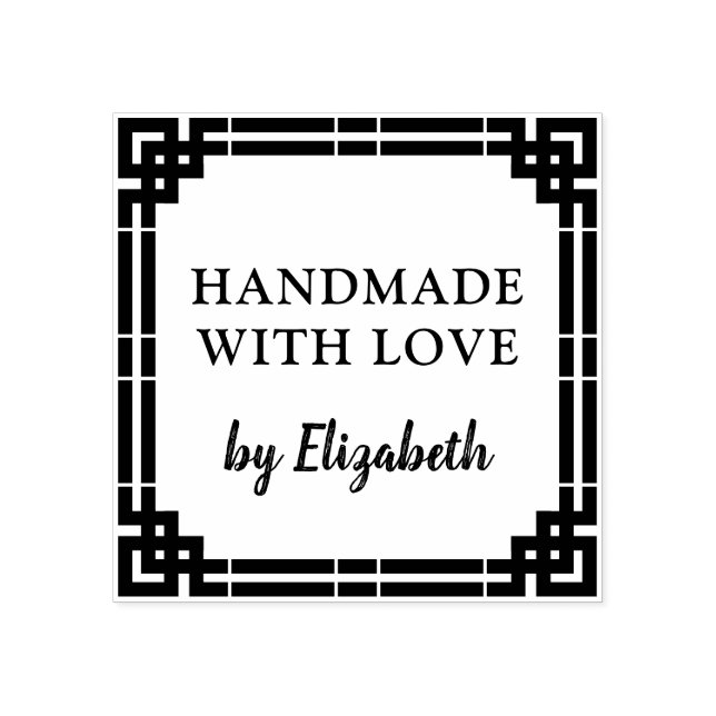 Art deco Handmade with Love Rubber Stamp (Imprint)