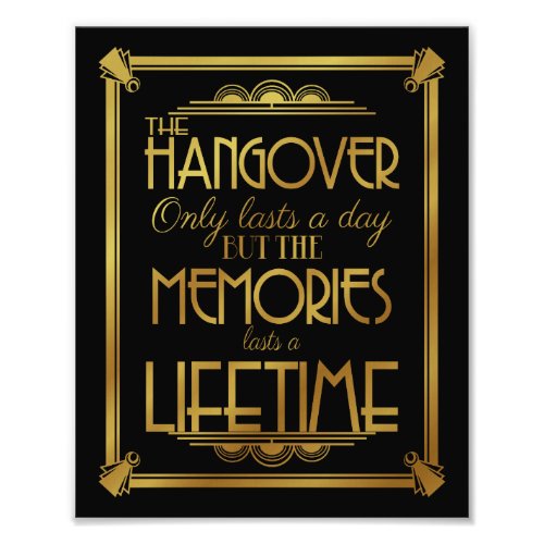 Art deco hangover party sign wedding sign gold