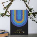 ART DECO HANUKKAH HOLIDAY CARD<br><div class="desc">A blue,  teal,  and gold art deco design simulating a hanukiah. Includes a family photo on the back.</div>