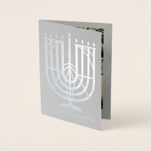 Art Deco Hanukkiah Menorah Happy Hanukkah Foil Card