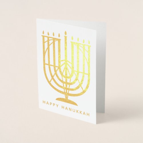 Art Deco Hanukkiah Menorah Happy Hanukkah Foil Card
