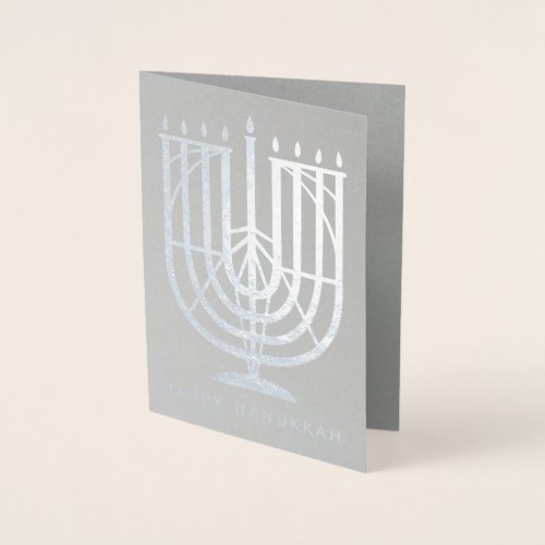 Art Deco Hanukkiah Menorah Happy Hanukkah Foil Card