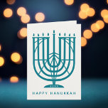 Art Deco Hanukkiah Menorah Happy Hanukkah Holiday<br><div class="desc">Wish friends and family "Happy Hanukkah" with this art deco inspired hanukkiah,  with editable colors of both the menorah and the background. Photo optional inside.</div>