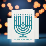 Art Deco Hanukkiah Menorah Happy Hanukkah Holiday<br><div class="desc">Wish friends and family "Happy Hanukkah" with this art deco inspired hanukkiah,  with editable colors of both the menorah and the background. Photo optional inside.</div>