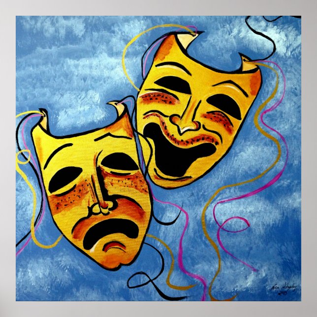 ART DECO   HAPPY AND SAD POSTER (Front)