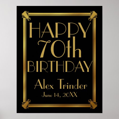 Art Deco Happy Birthday GATSBY print gold