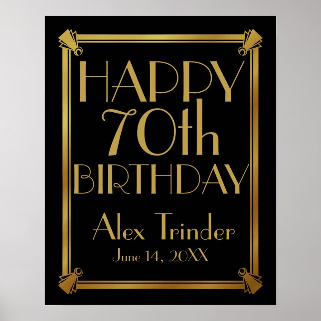 Art Deco Happy Birthday GATSBY print gold (Front)