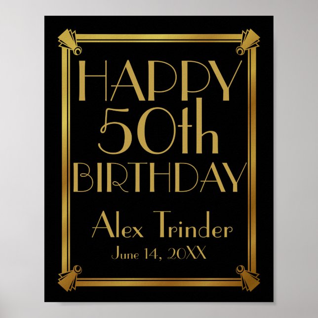 ART Deco Happy Birthday Print Roaring 20's Party (Front)