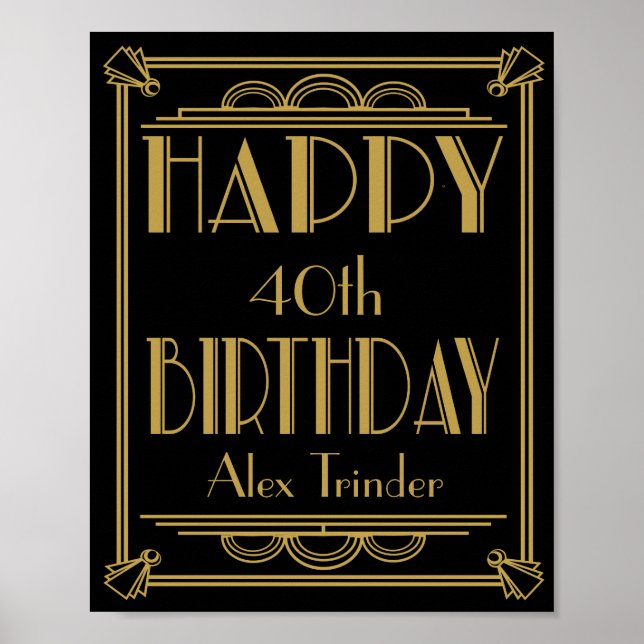 ART Deco Happy Birthday Print Roaring 20's Party (Front)