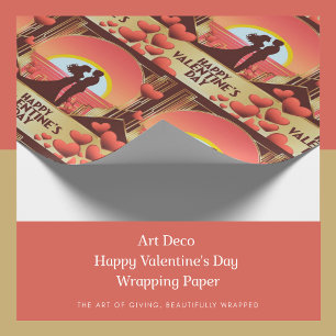Art Deco Happy Valentine's Day Wrapping Paper