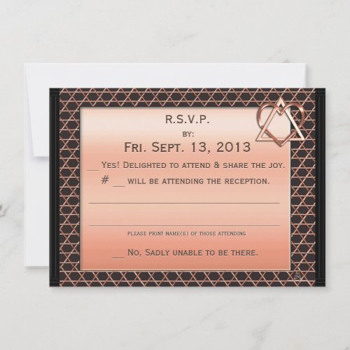 Art Deco Heart  Soul Copper Jewish Wedding Reply Invitation