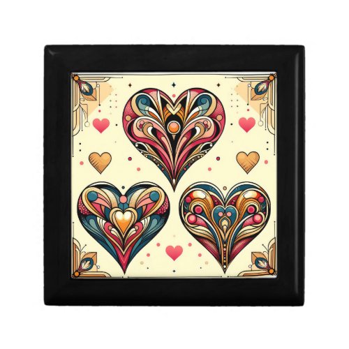 Art Deco Heart Wooden Jewelry Keepsake Box