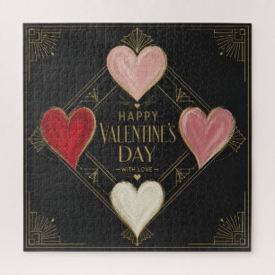 Art Deco Hearts of Passion Jigsaw Puzzle