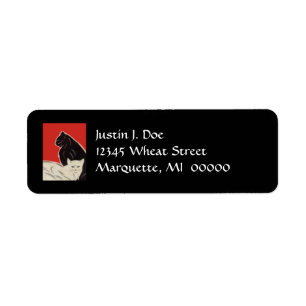 Art Deco High Style Pair Cats B& W Address Labels