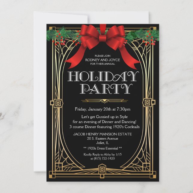 Art Deco Holiday Invitation (Front)
