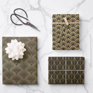 Art Deco Holiday Wedding Gift Wrapping Paper Sheets