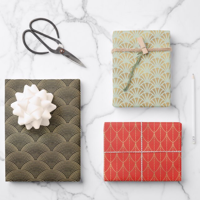 Art Deco Holiday Wrapping Paper Sheets (Front)