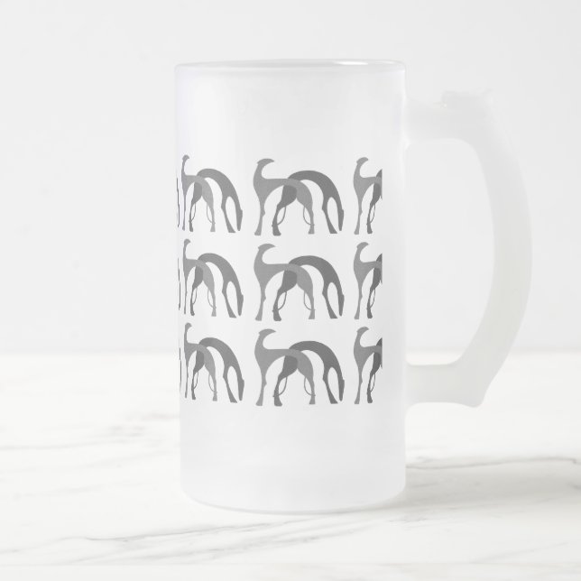 Art Deco Hounds Frosted Beer Mug (Right)