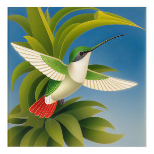 Art Deco Hummingbird Acrylic Wall Art