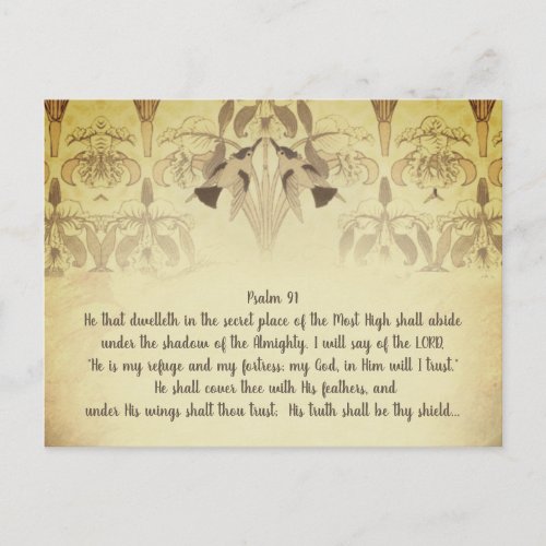 Art Deco Hummingbird He is My Refuge Psalm 91 Postcard