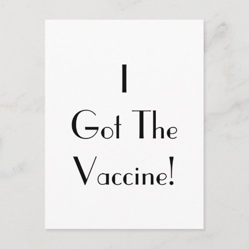 Art Deco I Got The Vaccine Typography Postcard